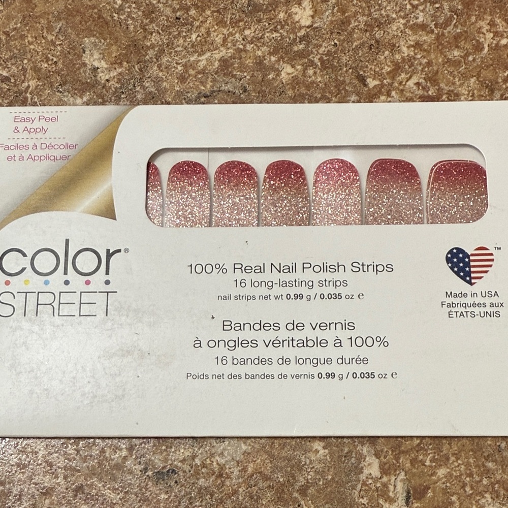 Color Street Pink to Rose Gold Glitter Ombre Nail Strips